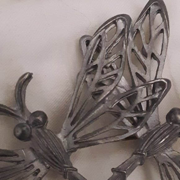 Double Dragonfly (Pewter?) Pin Brooch - Picture 2 of 7